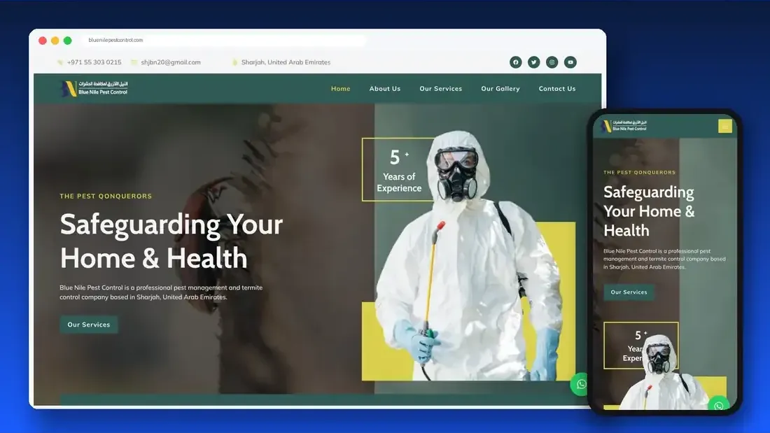 Blue Nile Pest Control website designed by Crew Innovations – pest control company