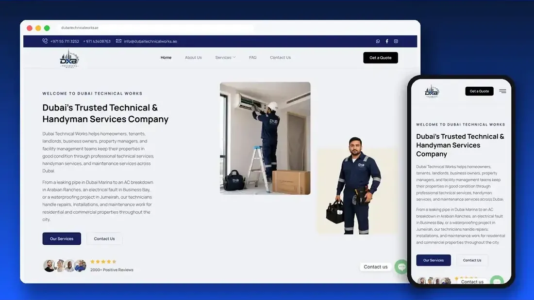 Dubai Technical Works website designed by Crew Innovations – technical and handyman services in Dubai