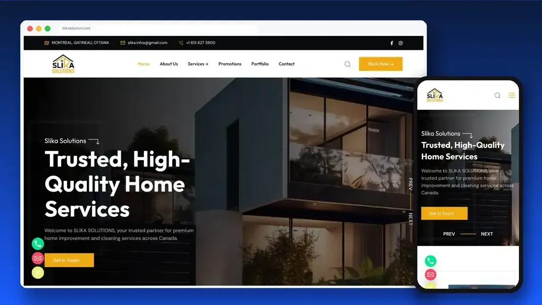 Slika Solutions website designed by Crew Innovations – home renovation company