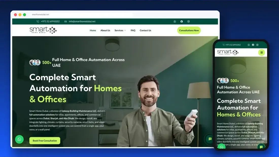 Smart Home Dubai website designed by Crew Innovations – home automation company in Dubai
